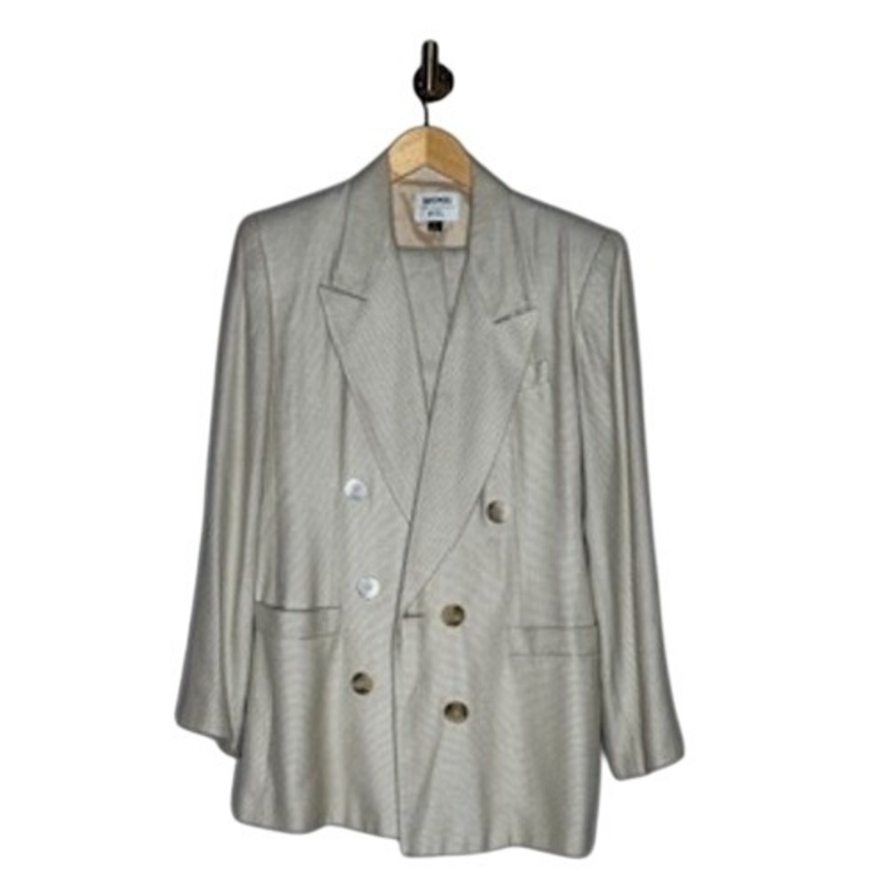 Vintage Kasper ASL 2 Pc Suit Cream Textured Blazer Pants Altered Size 6